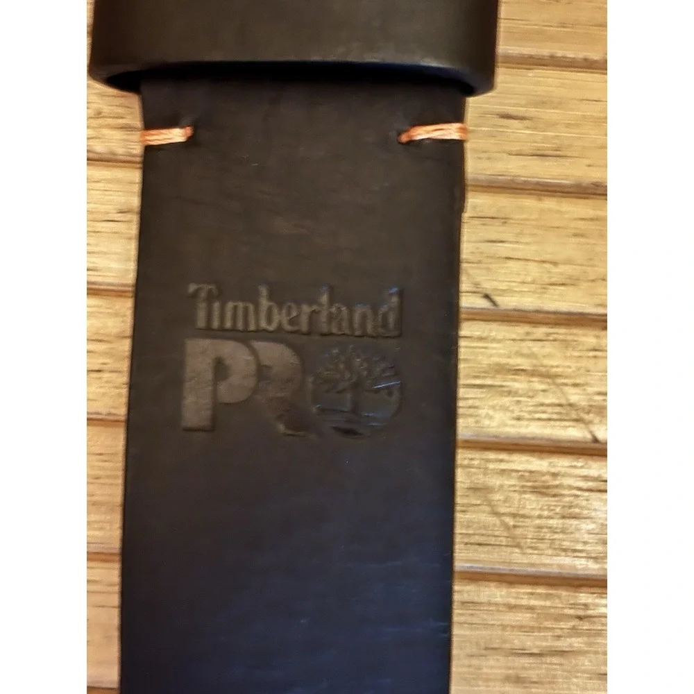 Timberland PRO Men's Black Leather Belt Size 38 Distressed Roller Buckle Work